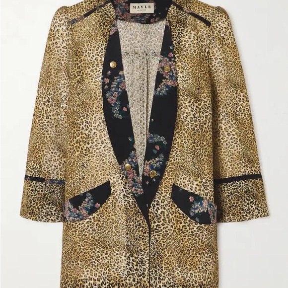 MAISON MAYLE
Caribbea printed silk-satin trimmed woven blazer - Picture 6 of 9